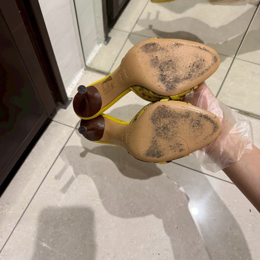 98新🌼#Gucci #黃色馬鞍扣 #高跟涼鞋 #36.5碼-4