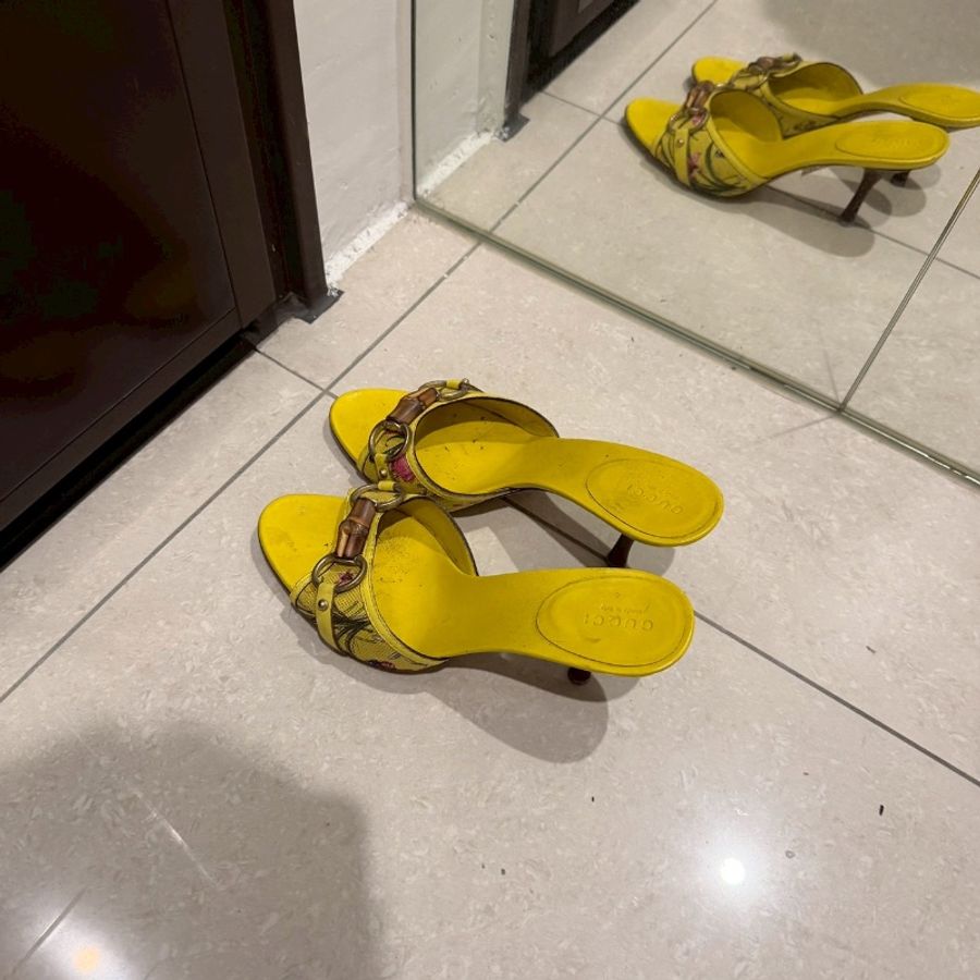 98新🌼#Gucci #黃色馬鞍扣 #高跟涼鞋 #36.5碼-6