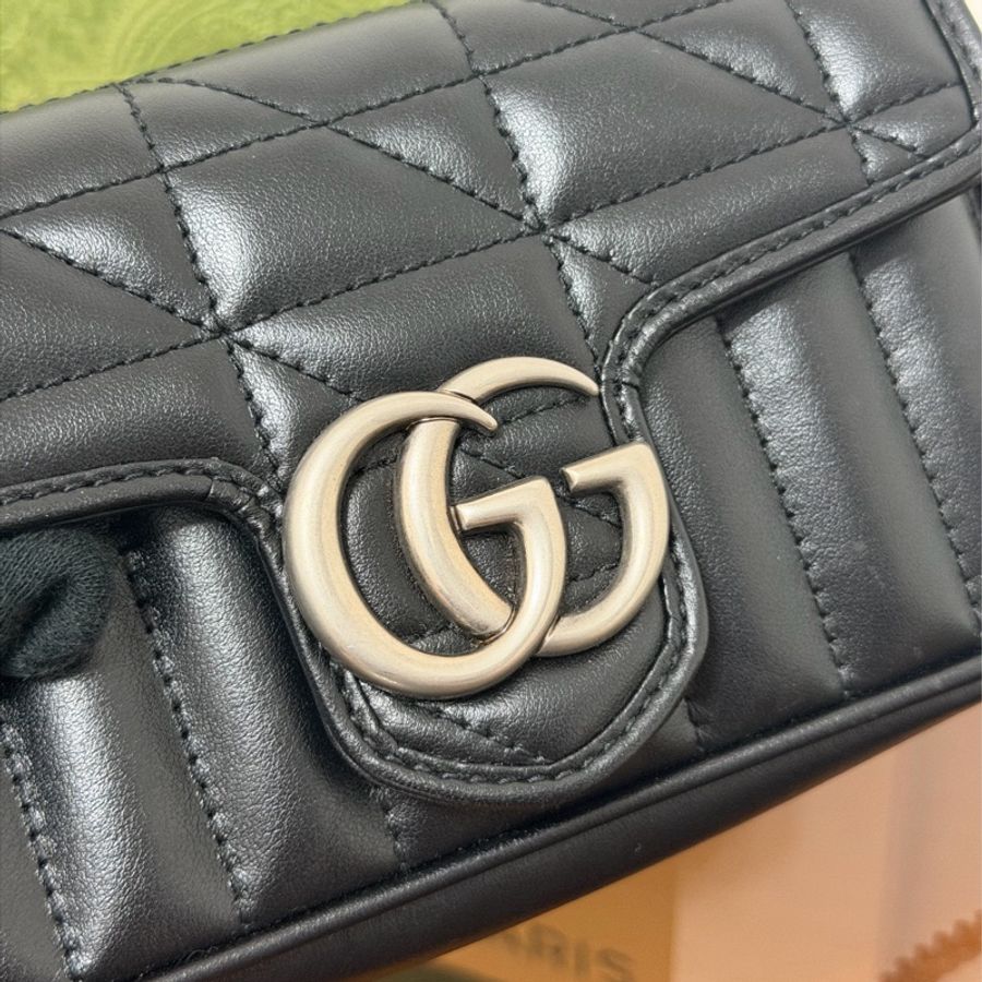 #全網最便宜 Gucci GG Marmont Super Mini 黑銀-2