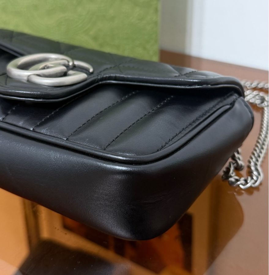 #全網最便宜 Gucci GG Marmont Super Mini 黑銀-8