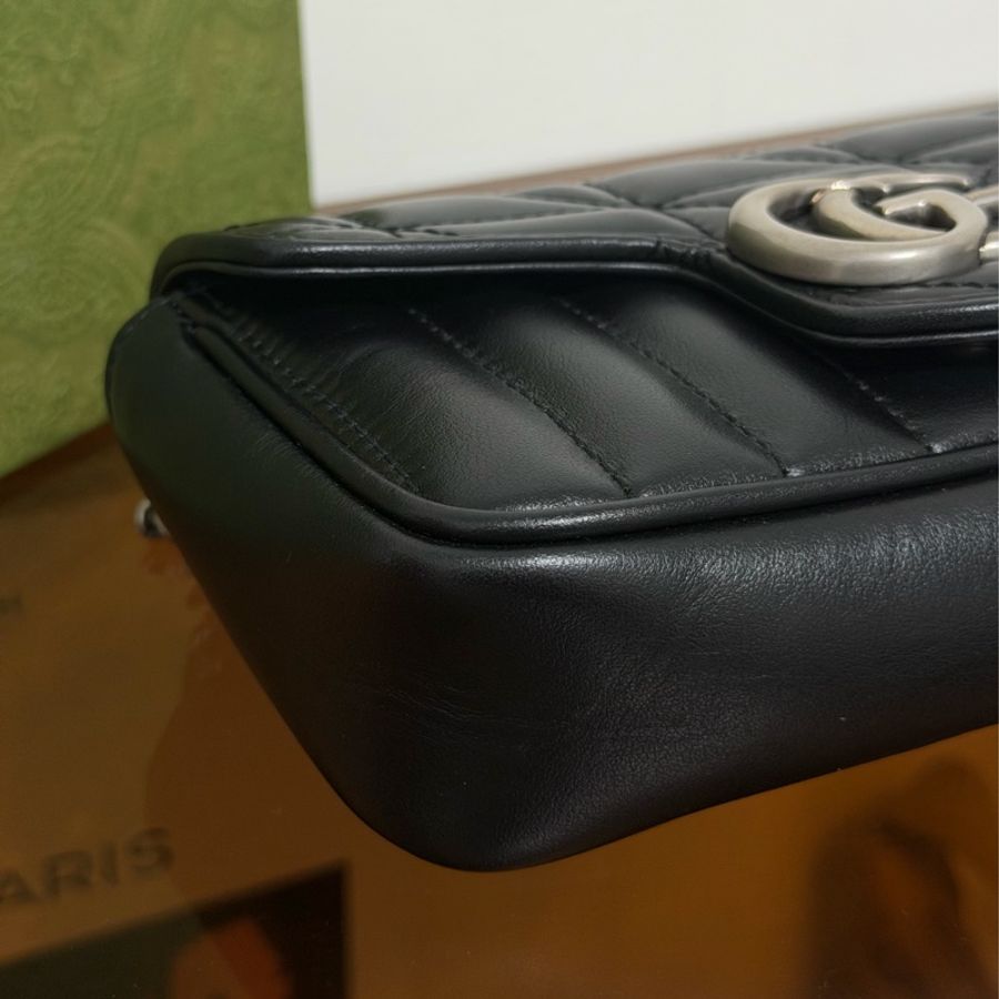 #全網最便宜 Gucci GG Marmont Super Mini 黑銀-9