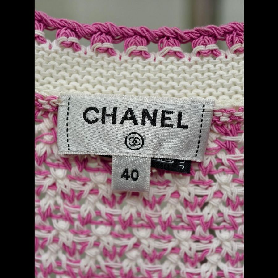 Chanel香奈兒 無袖針織馬甲連身裙 粉色 40碼-8