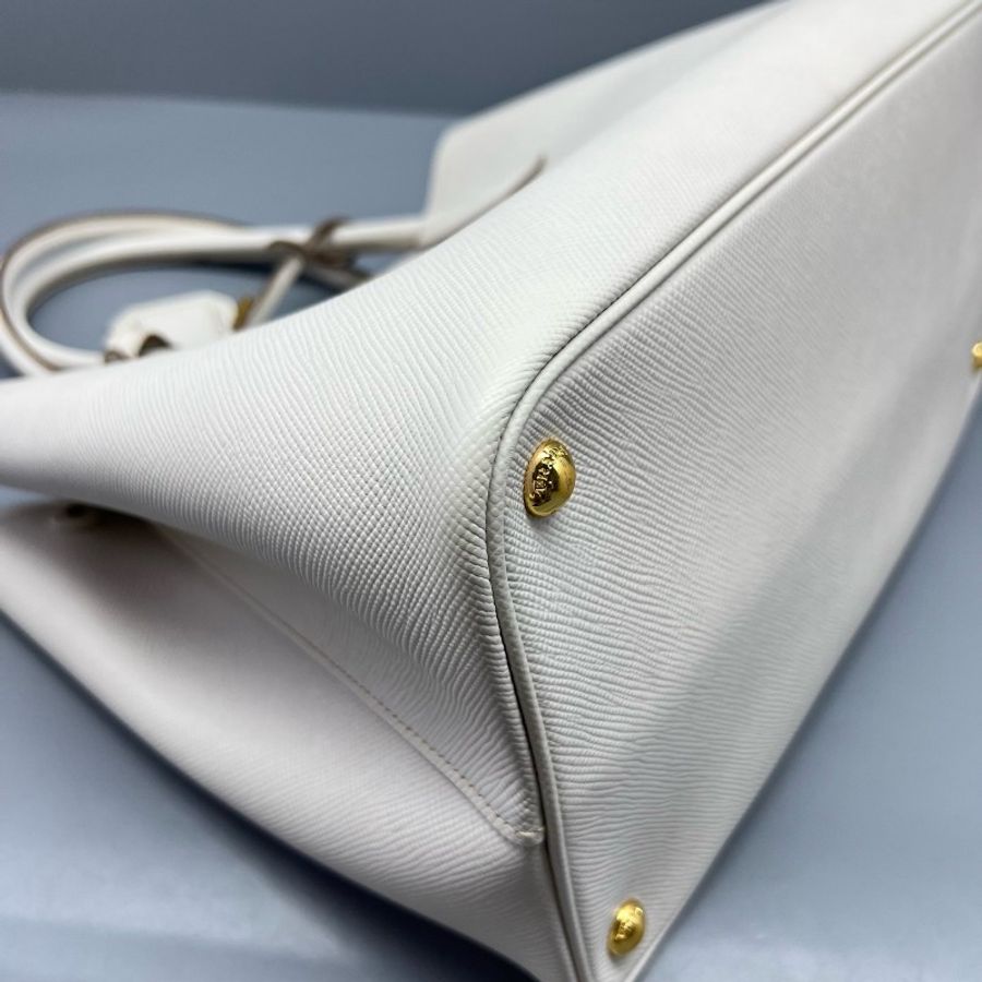 Prada double手提包白色牛皮-3