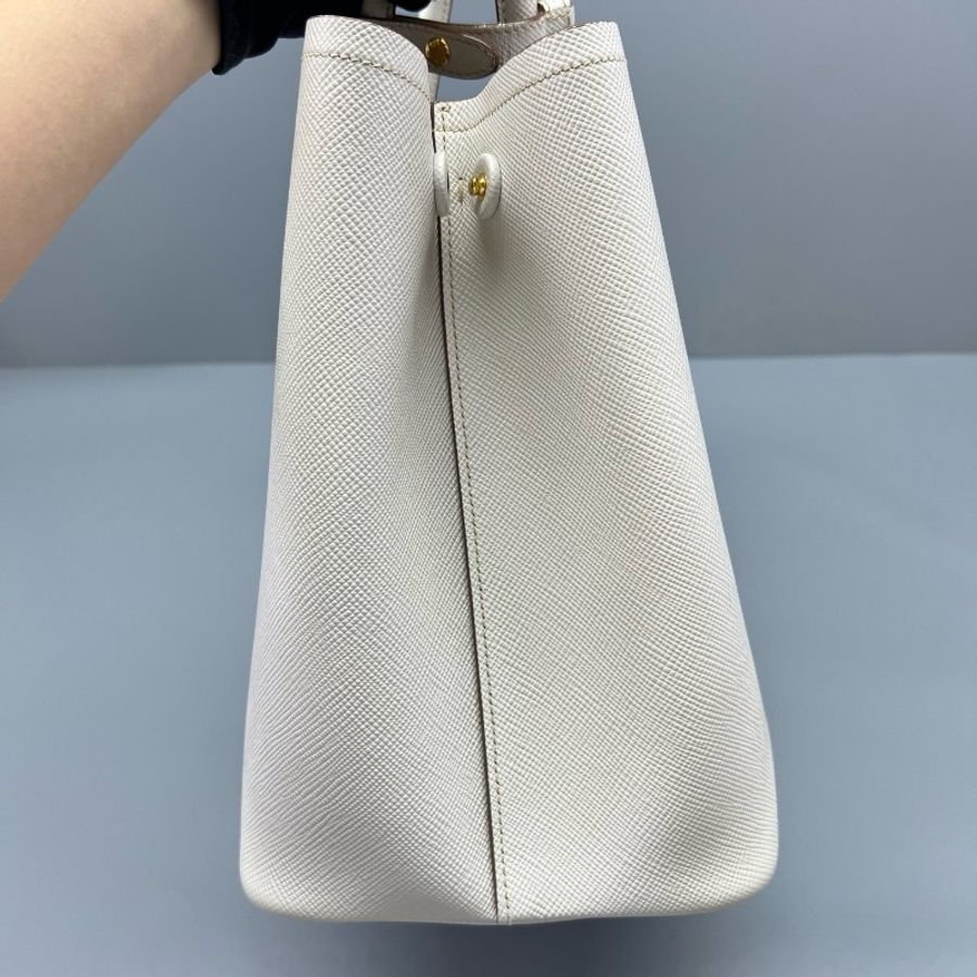 Prada double手提包白色牛皮-4