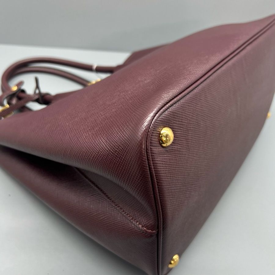 Prada double手提包酒紅色牛皮-3