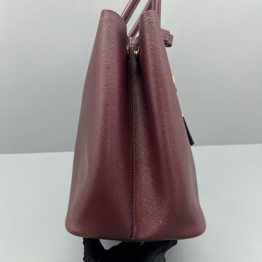 Prada double手提包酒紅色牛皮-4