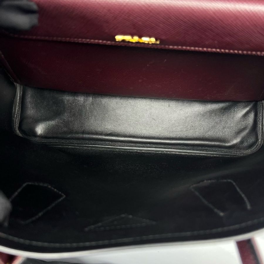 Prada double手提包酒紅色牛皮-6