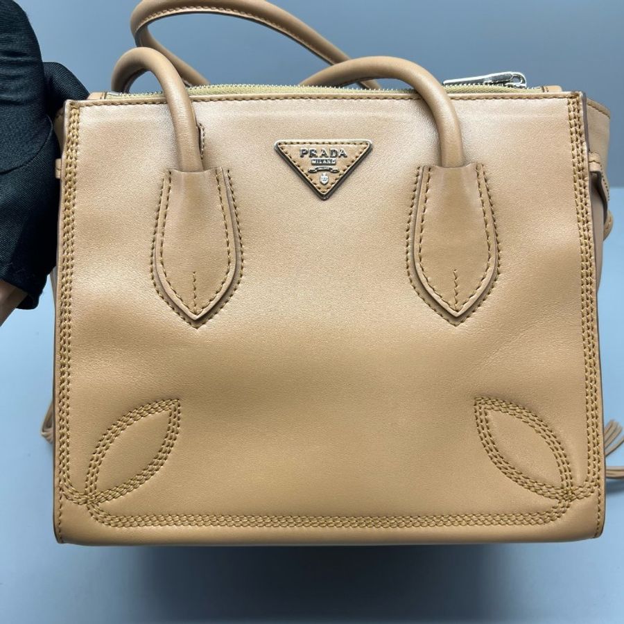 Prada 蝙蝠包手提包棕色-5