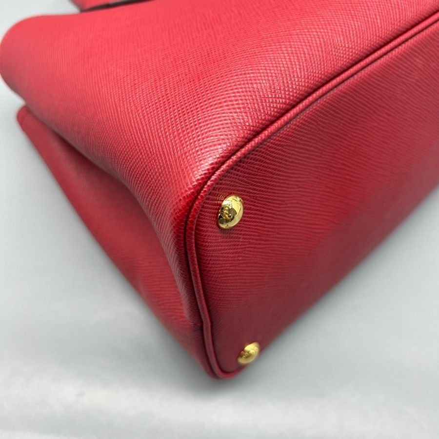 Prada 手提包double紅色牛皮-7