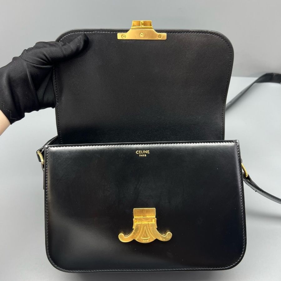 Celine teen凱旋門豆腐包黑色 光面牛皮-6