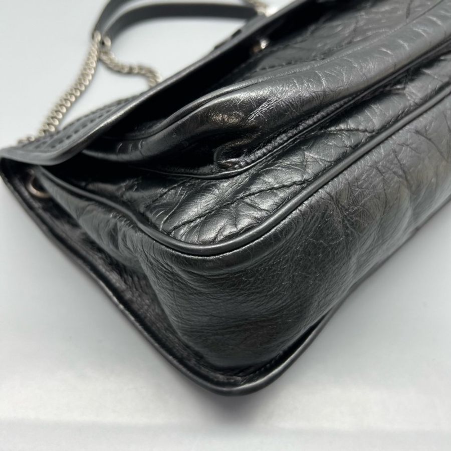 YSL Niki鏈條包黑色中號d扣 油蠟皮肩背包斜背包-3