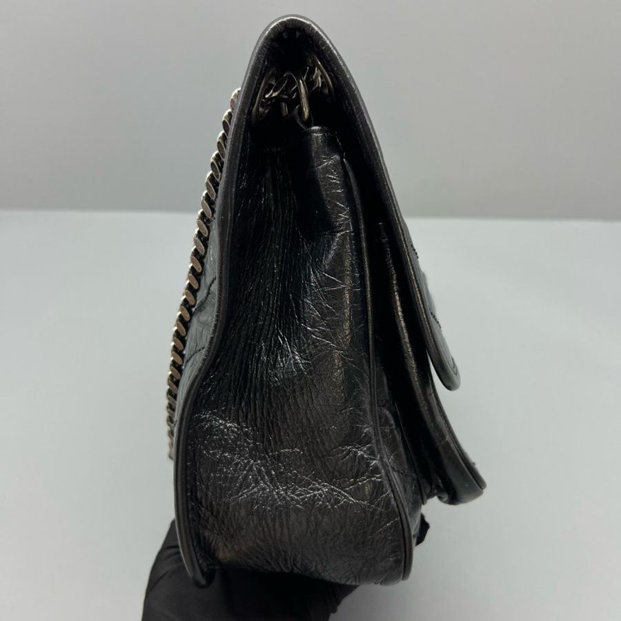 YSL Niki鏈條包黑色中號d扣 油蠟皮肩背包斜背包-4