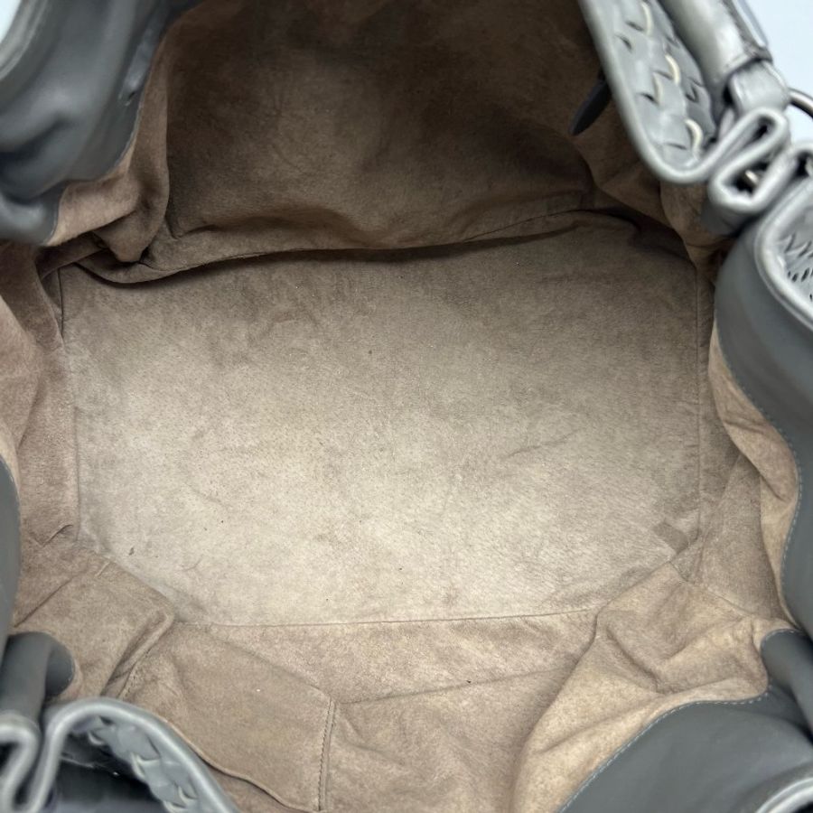 BV 編織款hobo肩背包灰色羊皮-7