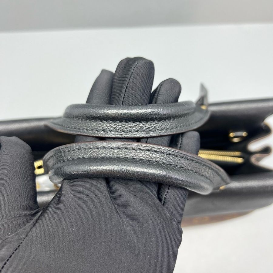 Louis Vuitton 維納斯手提包老花拼黑 肩背包-4