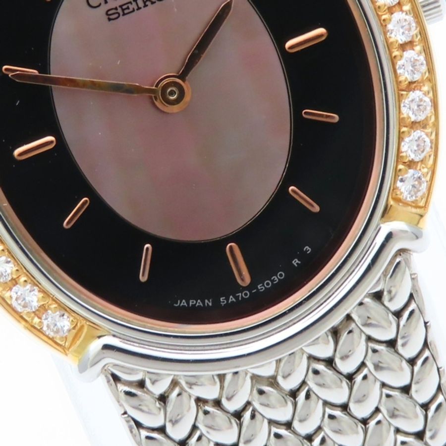 精工 Credor 5A70-3000 SS K18YG 鑲鑽錶殼女錶 SEIKO-5
