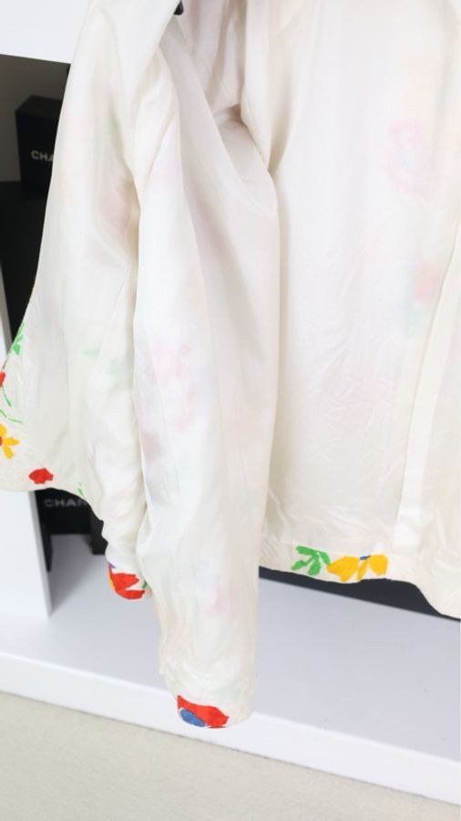 YSL白色浮雕彩色花卉图案西装外套-19