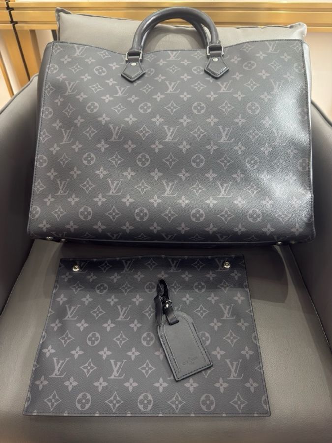 Louis Vuitton 路易威登 GRAND SAC 黑花 公文包 拼皮tote尺寸42×32-1