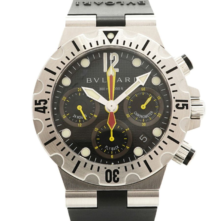 寶格麗 Diagono Scuba Flyback SC40S 黑色錶盤男士腕錶-0