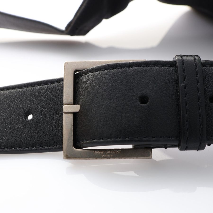 黑色 尼龍 牛皮 Classic Monogram Canvas 腰包【SAINT LAURENT YSL 聖羅蘭】 PLB590076-10