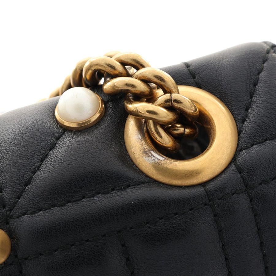 黑色 牛皮 白色 圓珠 GG Marmont 肩背包【GUCCI 古馳】 446744-10