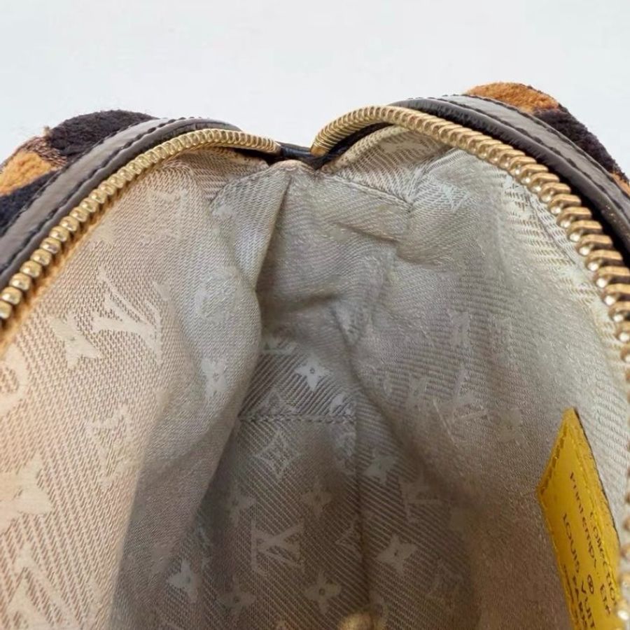 Lv 09限量 手提 腋下包 秀款 亞克力+豹紋拼接+紅色麻繩編制鏈條 18.15cm 98新配件塵袋-4