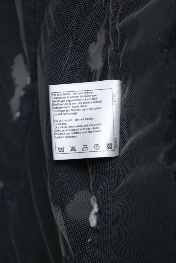 Chanel 11年春夏系列秀款深蓝色洞洞蕾丝网纱滚边外套FR42 22/12-16