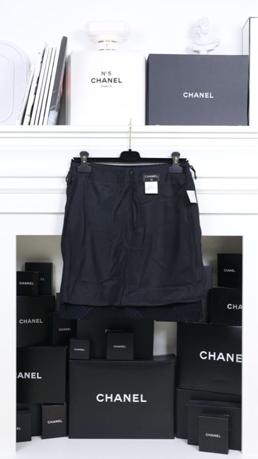 Chanel 07年度假系列秀款深蓝色红白滚边外套马甲半裙套装-7