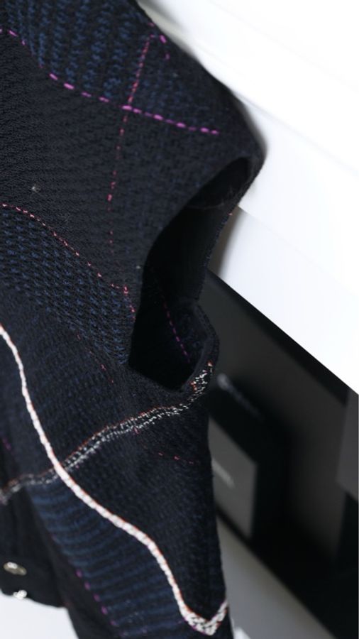 Chanel 07年度假系列秀款深蓝色红白滚边外套马甲半裙套装-26