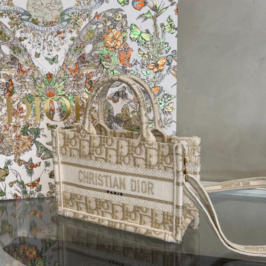 DIOR Oblique Mini Tote - 白金-4