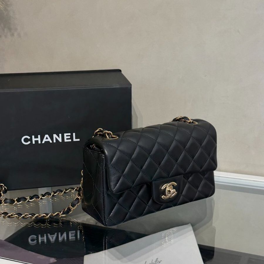CHANEL 經典口蓋包Mini CF20 - 黑金-2