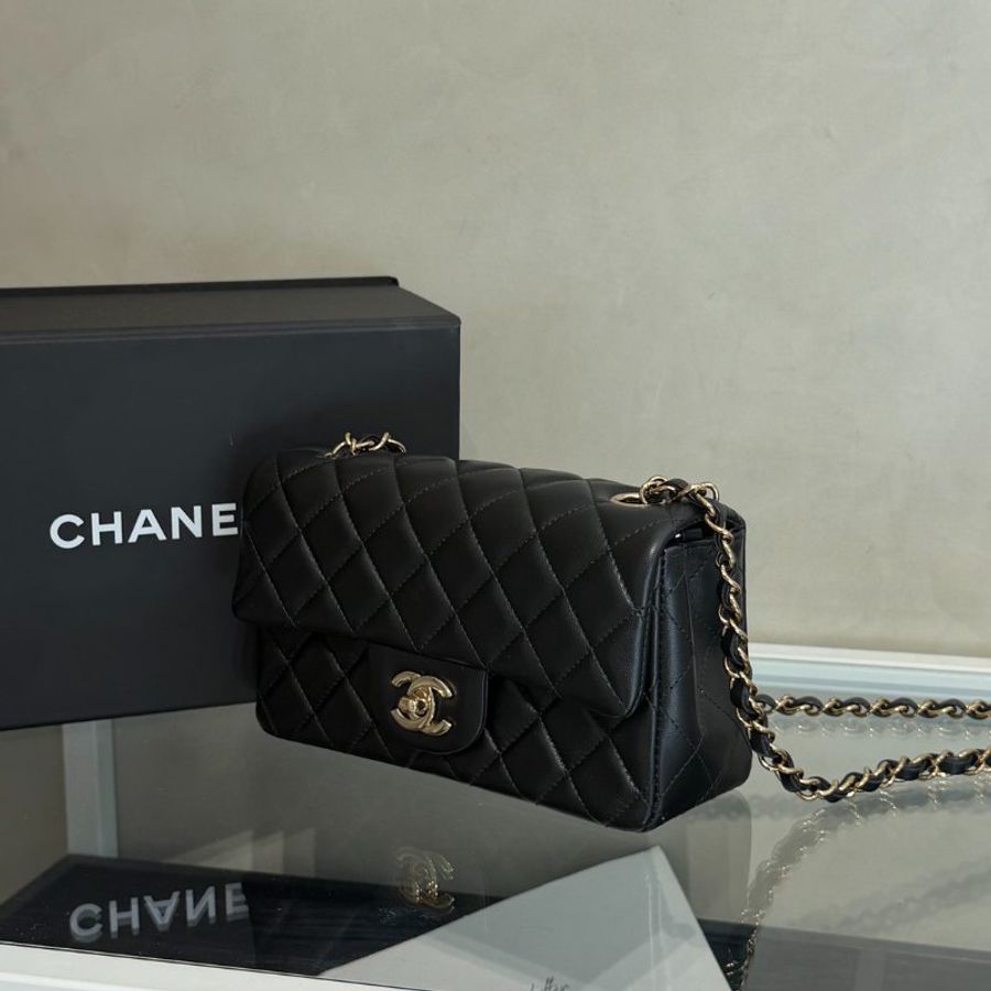 CHANEL 經典口蓋包Mini CF20 - 黑金-3
