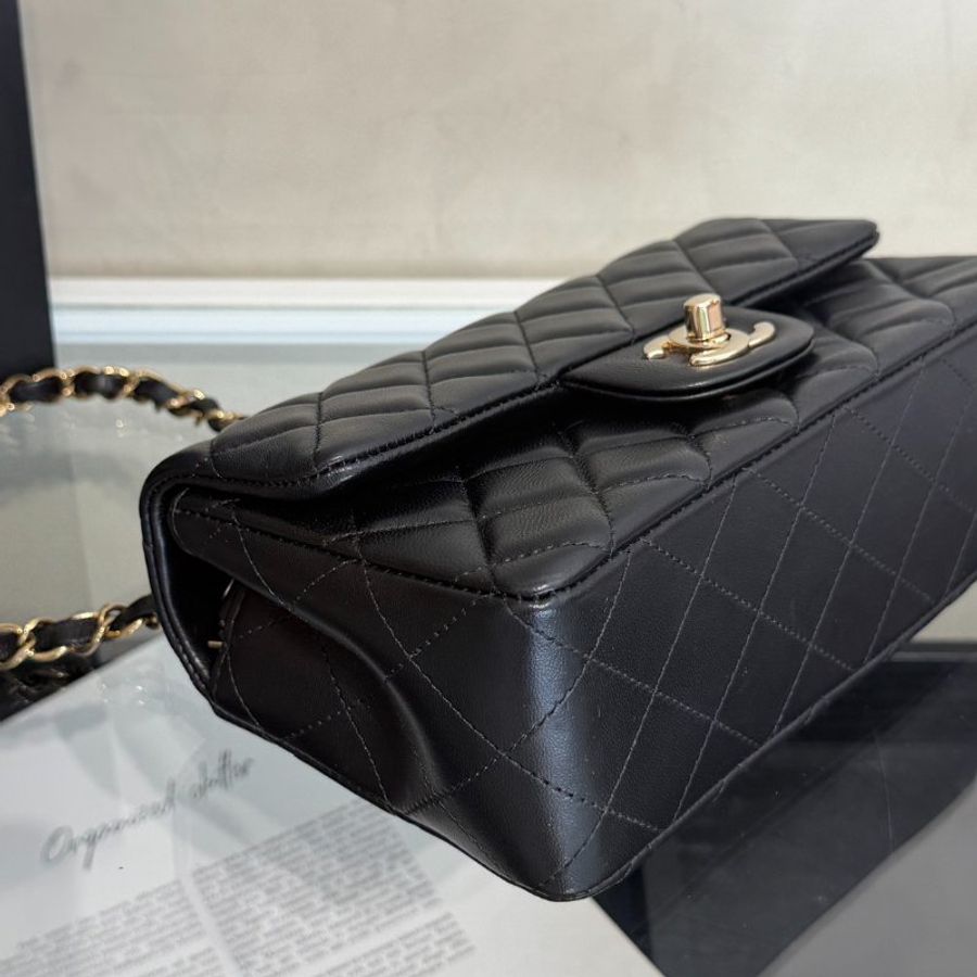 CHANEL 經典口蓋包Mini CF20 - 黑金-5