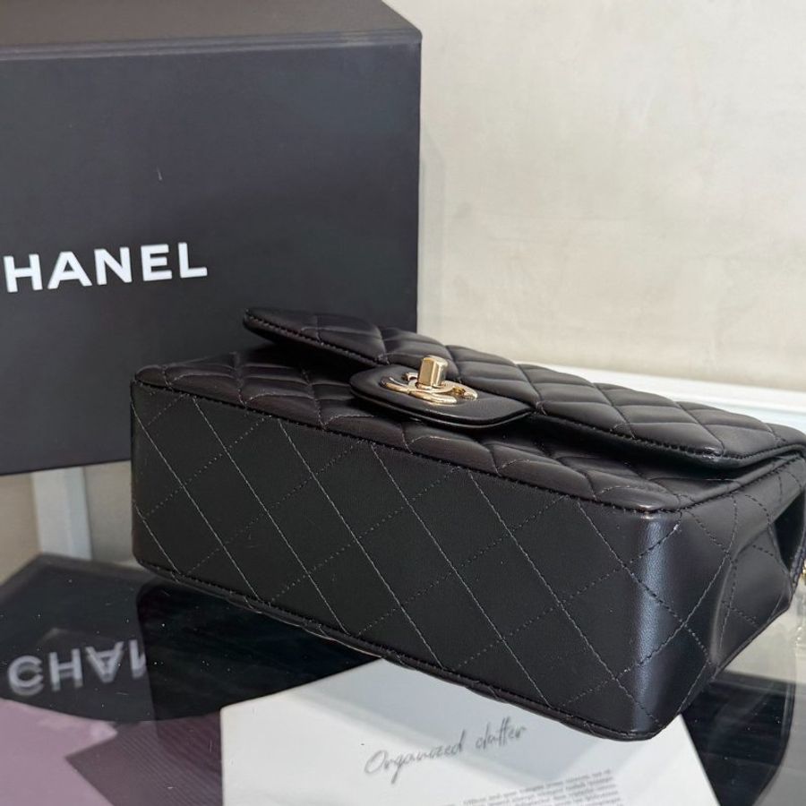CHANEL 經典口蓋包Mini CF20 - 黑金-6