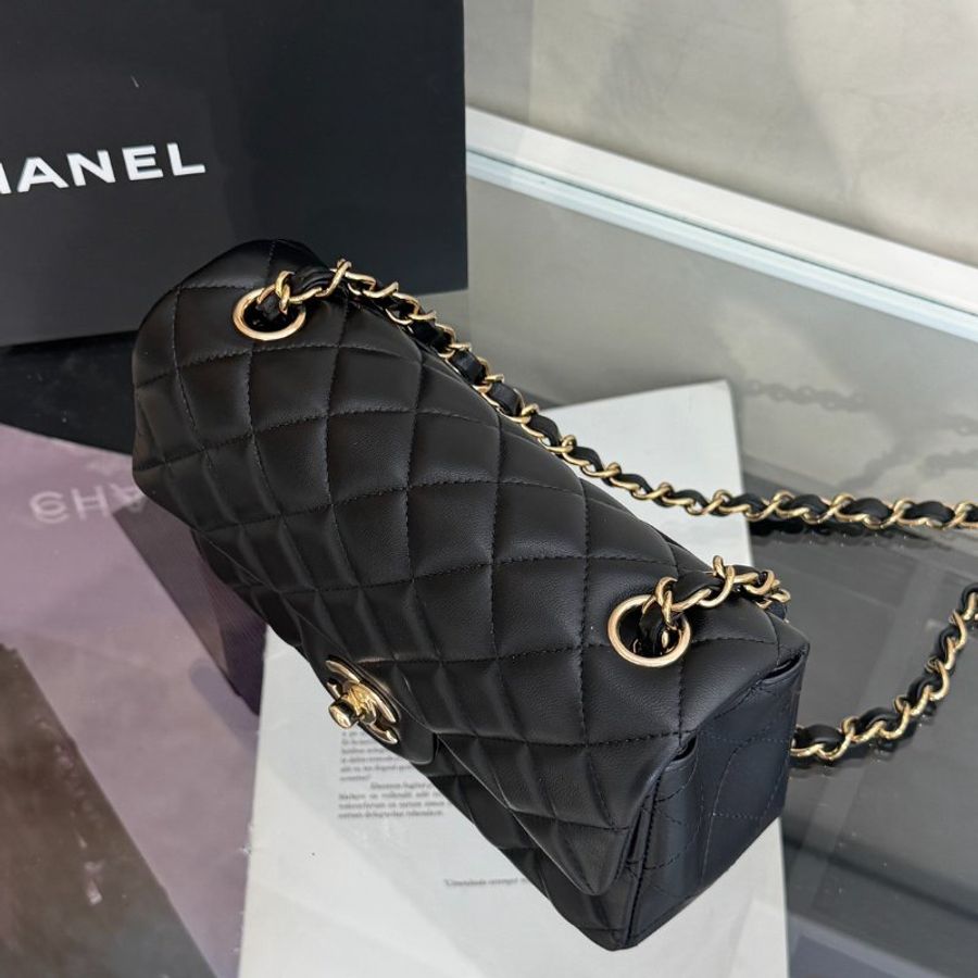 CHANEL 經典口蓋包Mini CF20 - 黑金-7