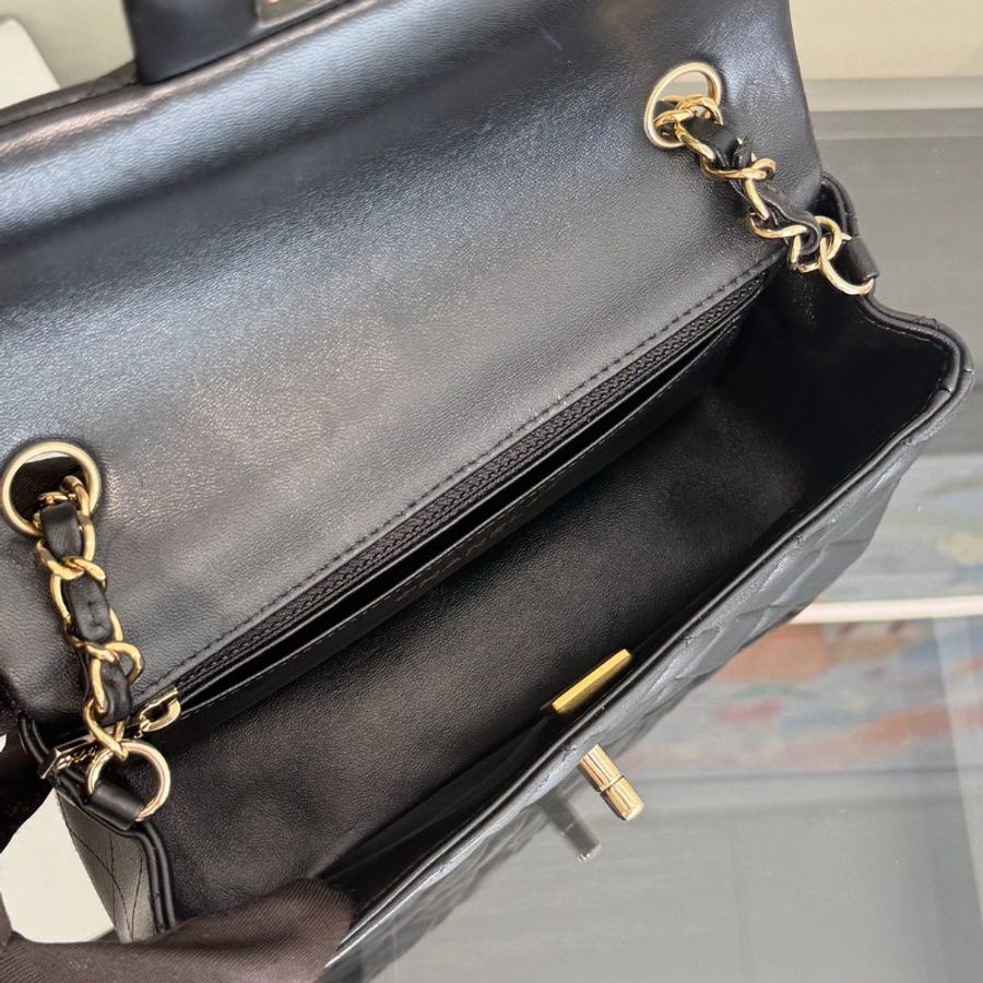 CHANEL 經典口蓋包Mini CF20 - 黑金-11