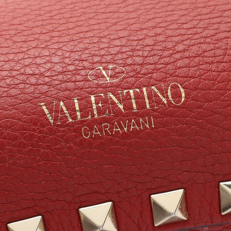紅色 牛皮 金色 鉚釘 Rockstud 兩用包【Valentino 范倫鐵諾】-6