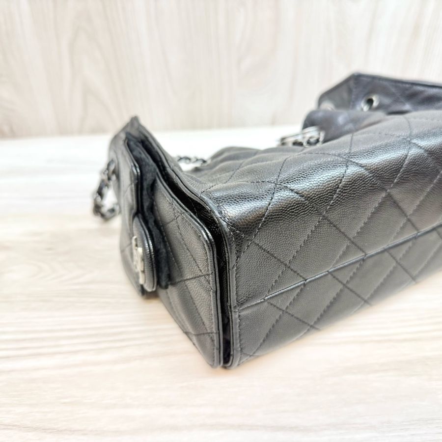 Chanel黑銀荔枝牛皮mini25bag/AS5631-6