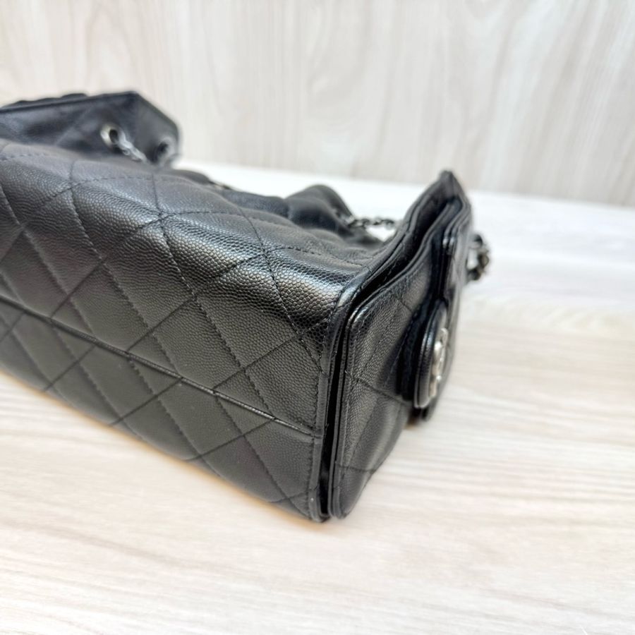Chanel黑銀荔枝牛皮mini25bag/AS5631-7