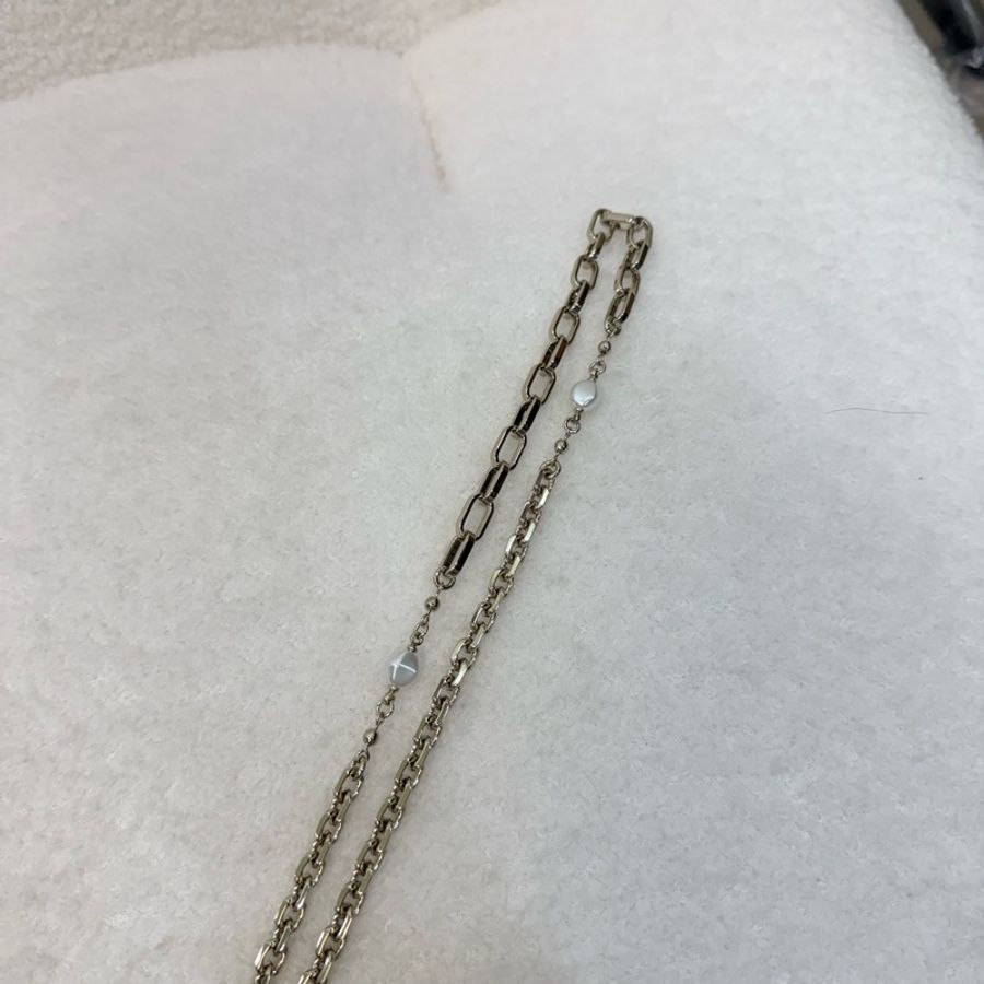 Dior淡米色藤格紋羊皮下蓋鏈條包-21