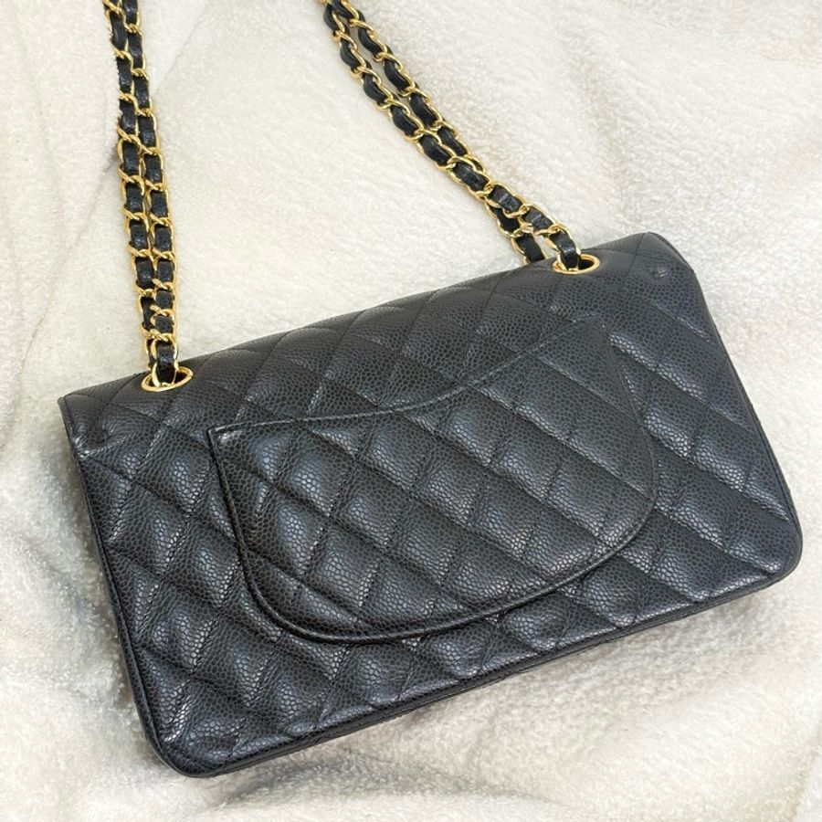 (全新閒置)Chanel Cf25黑金荔枝牛皮口蓋斜背包 ✨專櫃近四十萬-1