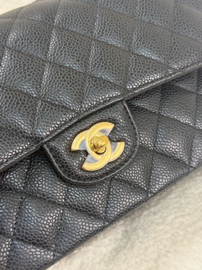 (全新閒置)Chanel Cf25黑金荔枝牛皮口蓋斜背包 ✨專櫃近四十萬-2