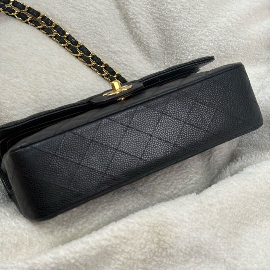 (全新閒置)Chanel Cf25黑金荔枝牛皮口蓋斜背包 ✨專櫃近四十萬-3