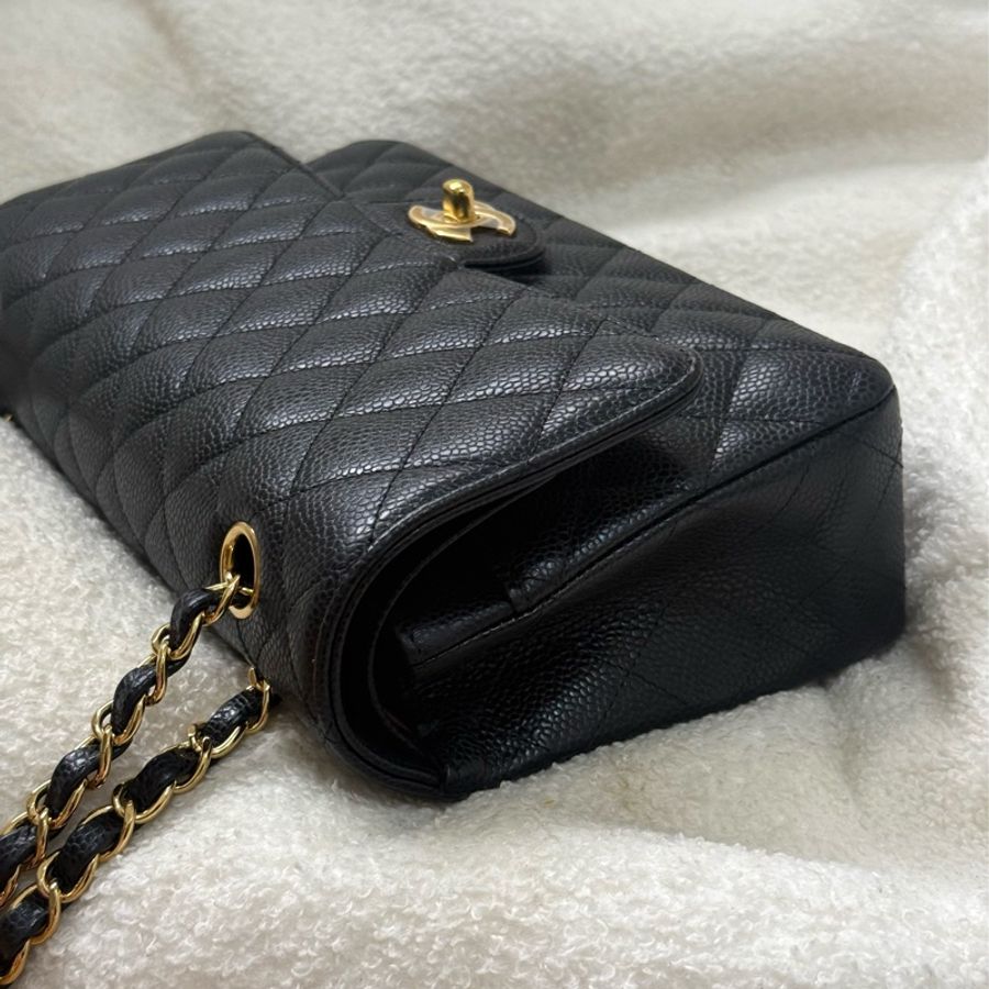 (全新閒置)Chanel Cf25黑金荔枝牛皮口蓋斜背包 ✨專櫃近四十萬-4