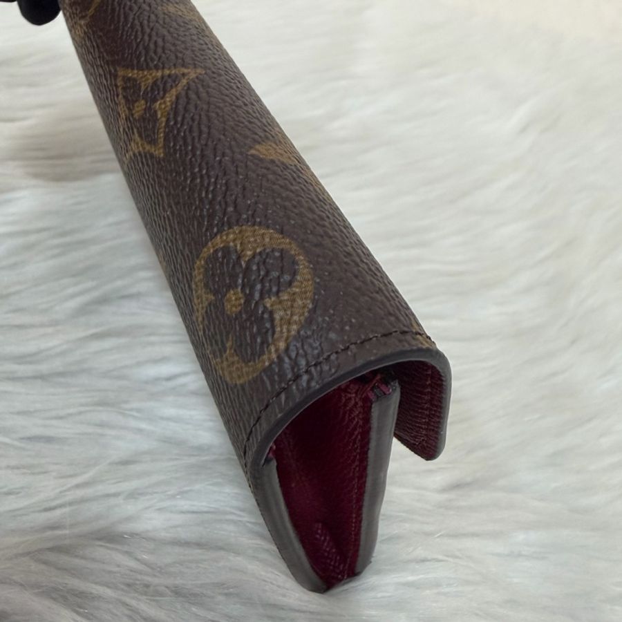 LV M60697 原花 金釦 紫皮 釦式 長夾  Emilie 錢包-15