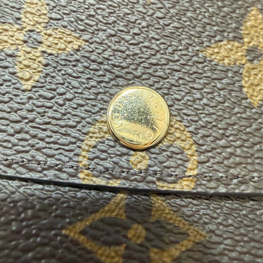 LV M60697 原花 金釦 紫皮 釦式 長夾  Emilie 錢包-18