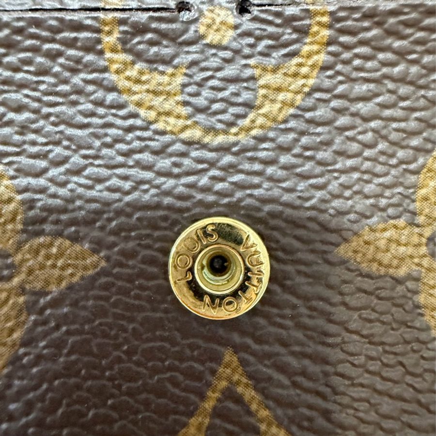 LV M60697 原花 金釦 紫皮 釦式 長夾  Emilie 錢包-23