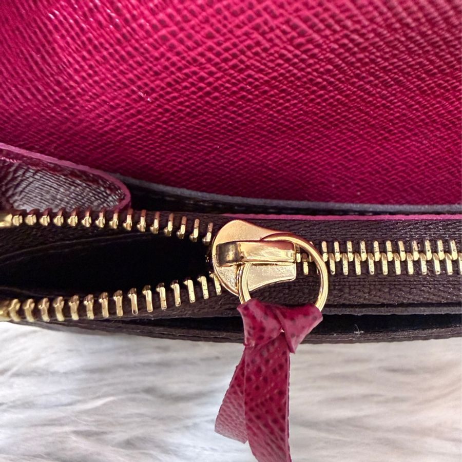 LV M60697 原花 金釦 紫皮 釦式 長夾  Emilie 錢包-24