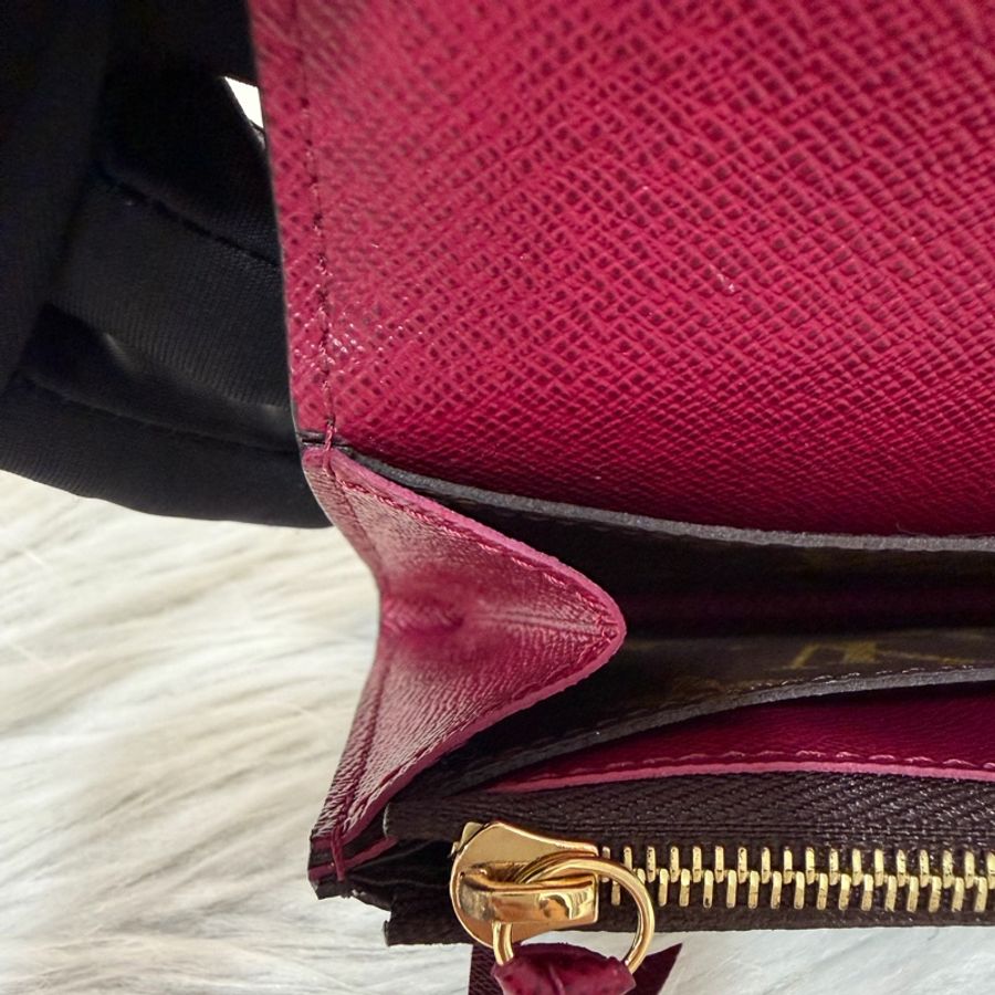 LV M60697 原花 金釦 紫皮 釦式 長夾  Emilie 錢包-28