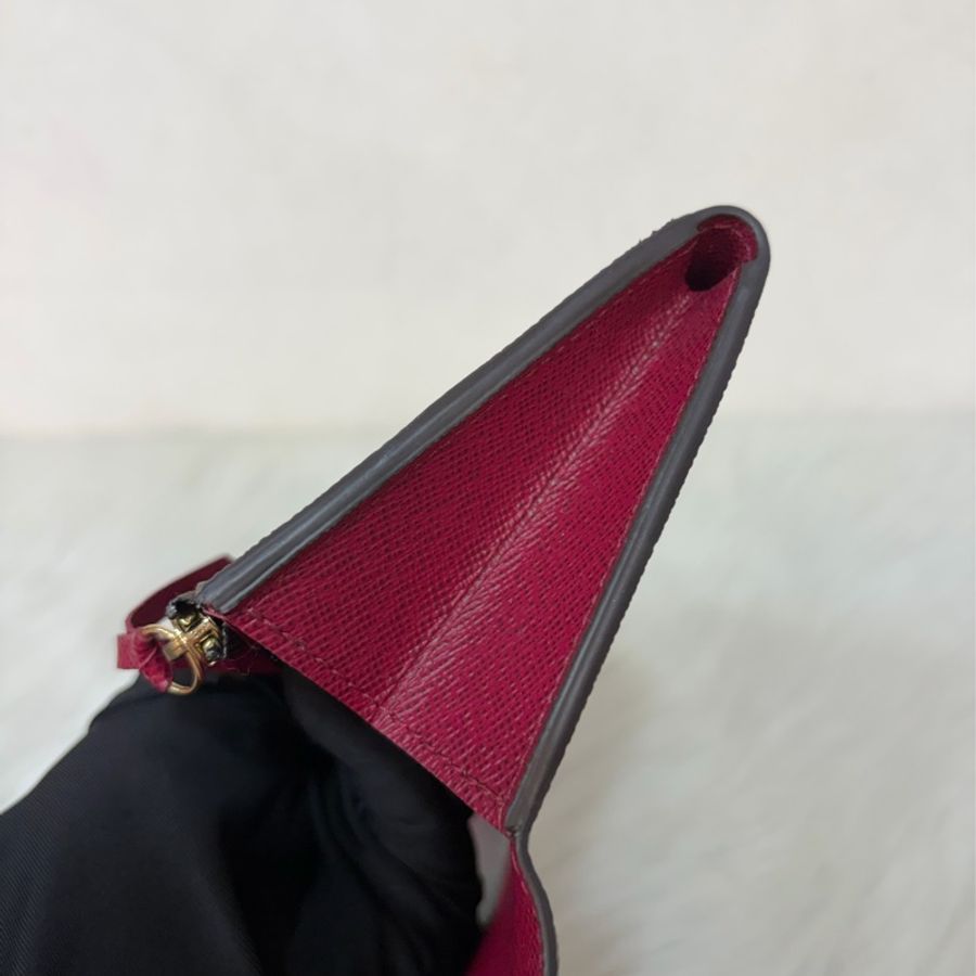 LV M60697 原花 金釦 紫皮 釦式 長夾  Emilie 錢包-33