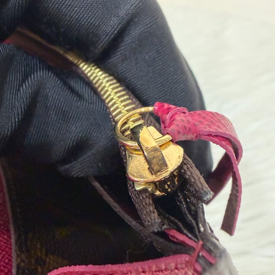 LV M60697 原花 金釦 紫皮 釦式 長夾  Emilie 錢包-35